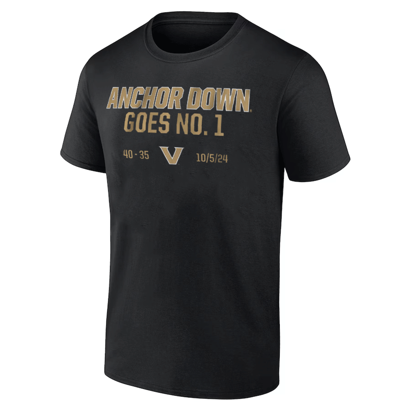 ANCHOR DOWN GOES NO. 1 SHIRT Vanderbilt Commodores ANCHOR DOWN GOES NO. 1 SHIRT Vanderbilt Commodores