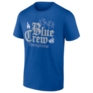 BLEED CREW SHIRT 2024 World Series Champions Trophy Case Addition T Shirt 2024 World Series Champions T Shirt Los Angeles Dodgers