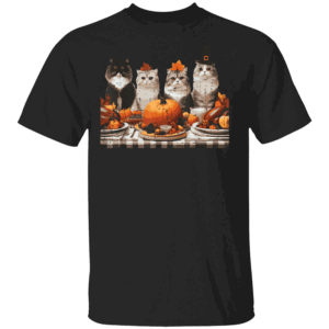 Thanksgiving Cats Dinner Feast Vintage Fall T Shirt