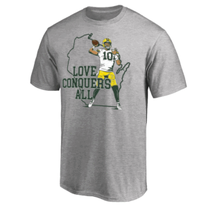 LOVE CONQUERS ALL SHIRT Jordan Love, Green Bay Packers