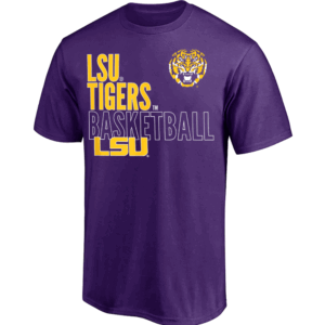 LSU Basketball Text Logo Overlay T Shirt LSU Tigers