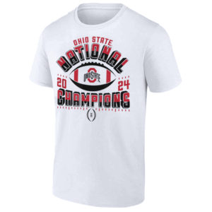 National Champs 2024 CFP Football White T Shirt College Football Playoff, Ohio State Buckeyes