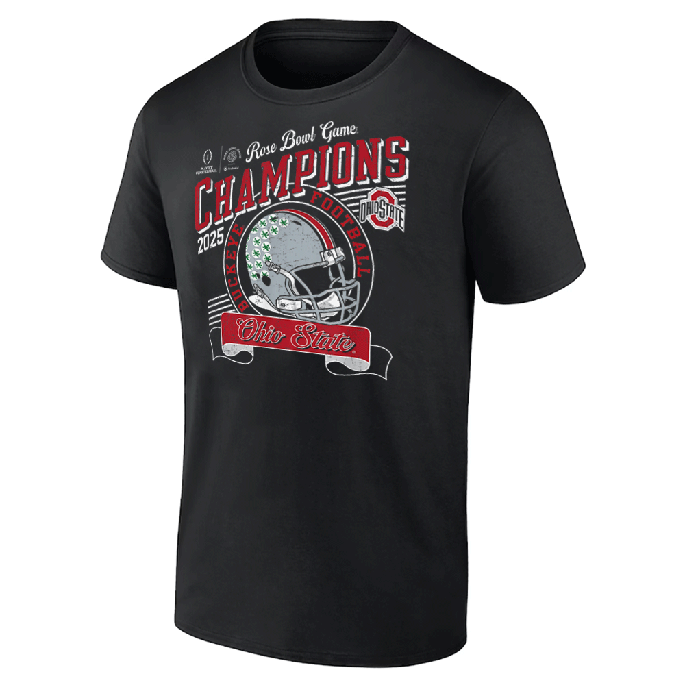 Ohio State Rose Bowl Champs 2025 Football Shirt Ohio State Buckeyes Black Ohio State Rose Bowl Champs 2025 Football Shirt Ohio State Buckeyes Black