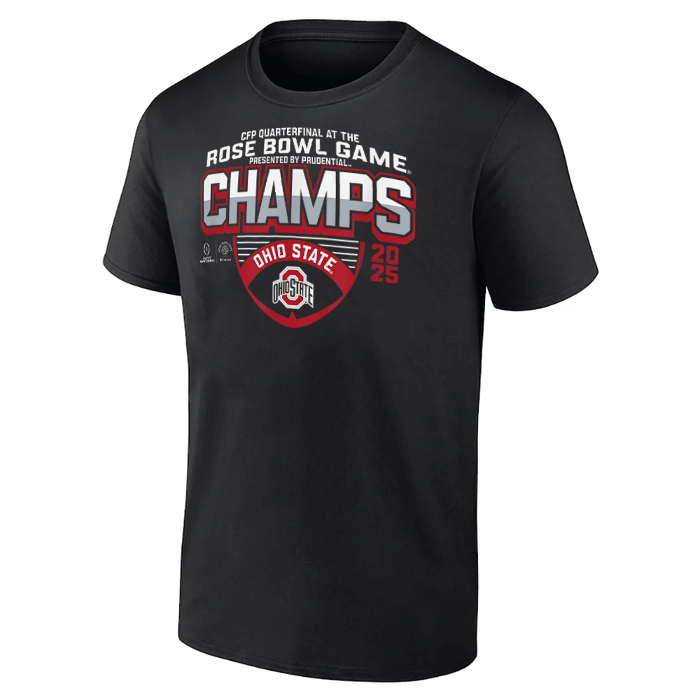 Ohio State Rose Bowl Champs 2025 Icon Shirt Ohio State Buckeyes Black Ohio State Rose Bowl Champs 2025 Icon Shirt Ohio State Buckeyes Black