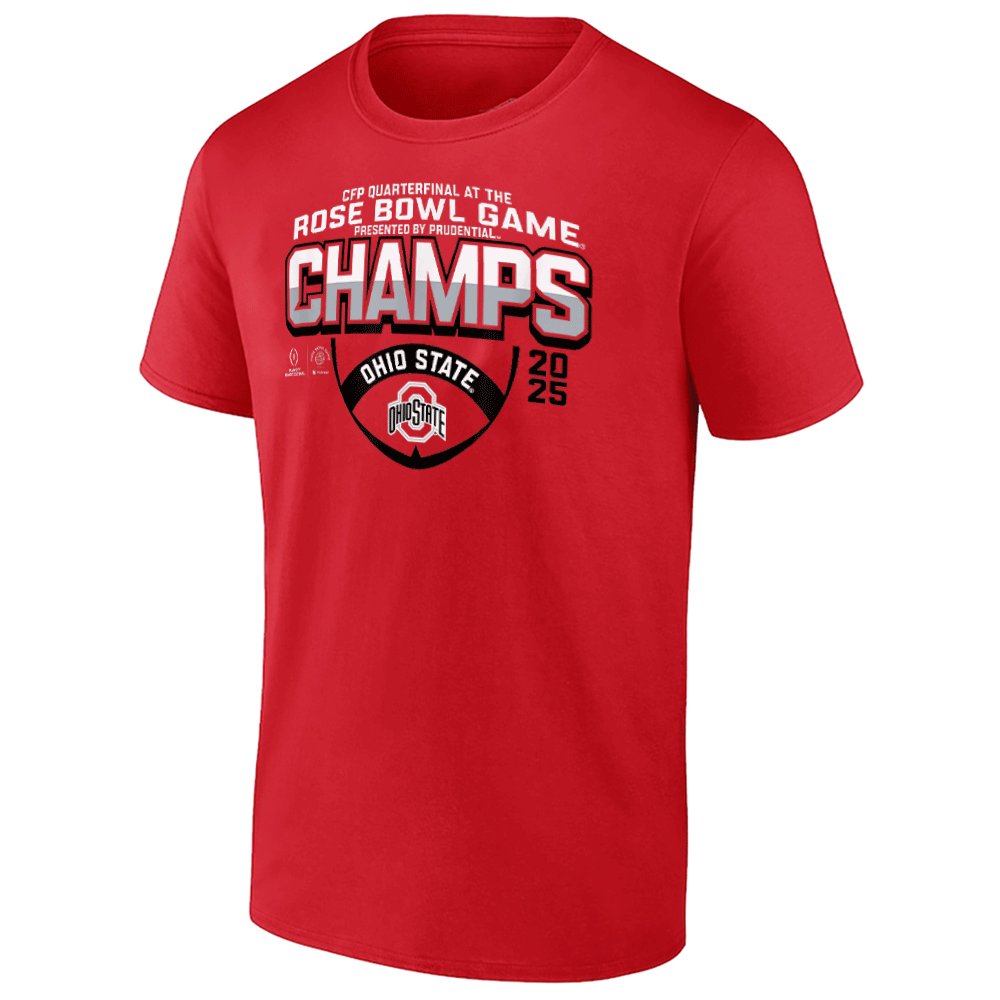 Ohio State Rose Bowl Champs 2025 Icon Shirt Ohio State Buckeyes Red Ohio State Rose Bowl Champs 2025 Icon Shirt Ohio State Buckeyes Red