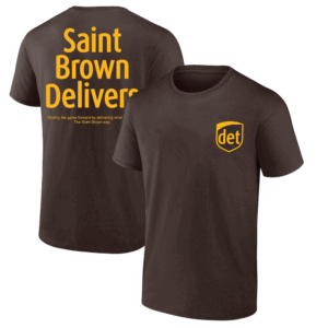 SAINT BROWN DELIVERS SHIRT Funny UPS Logo, Amon Ra St. Brown, Detroit Lions