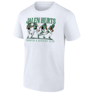JH THROWING & RUNNING CLUB SHIRT Jalen Hurts, Super Bowl LIX Champions, Philadelphia Eagles, White