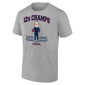 12X CHAMP COACH SHIRT Geno Auriemma, 2025 NCAA Women's Basketball National Champions, UConn Huskies