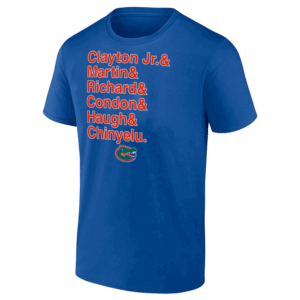 CLAYTON JR. & MARTIN & RICHARD & CONDON & HAUGH & CHINYELU SHIRT NCAA Men's Basketball Final Four Champions, Florida Gators