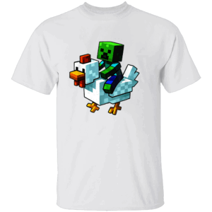 Funny Jock Chicken Zombie Pixel Art Gamer Shirt Boys Kids T Shirt White