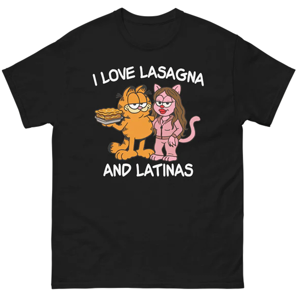 I Love Lasagna and Latinas Shirt Funny Garfield-Inspired Latino Humor Tee B I Love Lasagna and Latinas Shirt Funny Garfield Inspired Latino Humor Tee B