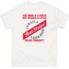 You Mind If A White Boy Speaks A Little Patois Tonight Shirt Funny Red Stripe x Jamaica Lager Beer & Culture Mashup Tee White