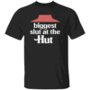 BIGGEST SLUT AT THE WAFFLE SHIRT Funny Pizza Hut Logo Parody Tee B