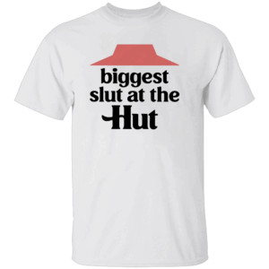 BIGGEST SLUT AT THE WAFFLE SHIRT Funny Pizza Hut Logo Parody Tee W