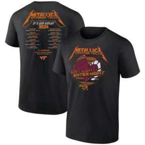 EXIT LIGHT ENTER NIGHT SHIRT Off To Never Neverland Tour 2024, Retro Virginia Tech Hokies Collad Metallica