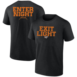 EXIT LIGHT ENTER NIGHT SHIRT Text Design, Retro Virginia Tech Hokies Collad Metallica