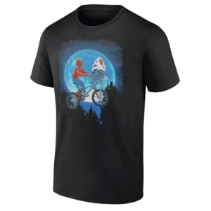 Jalen Williams And Nick Gallo On Bicycle Action Shirt Funny E.T. The Extra Terrestrial Elliott & E.T. on Bicycle, 2025 NBA Playoffs, Oklahoma City Thunder
