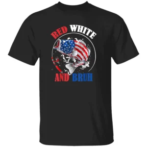 RED WHITE AND BRUH SHIRT 4th of July Patriotic Tee for Boys Funny Fishing Shirt Kids Independence Day Outfit B