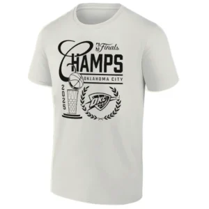 2025 NBA Finals Champions Metallic Logo T Shirt Oklahoma City Thunder S