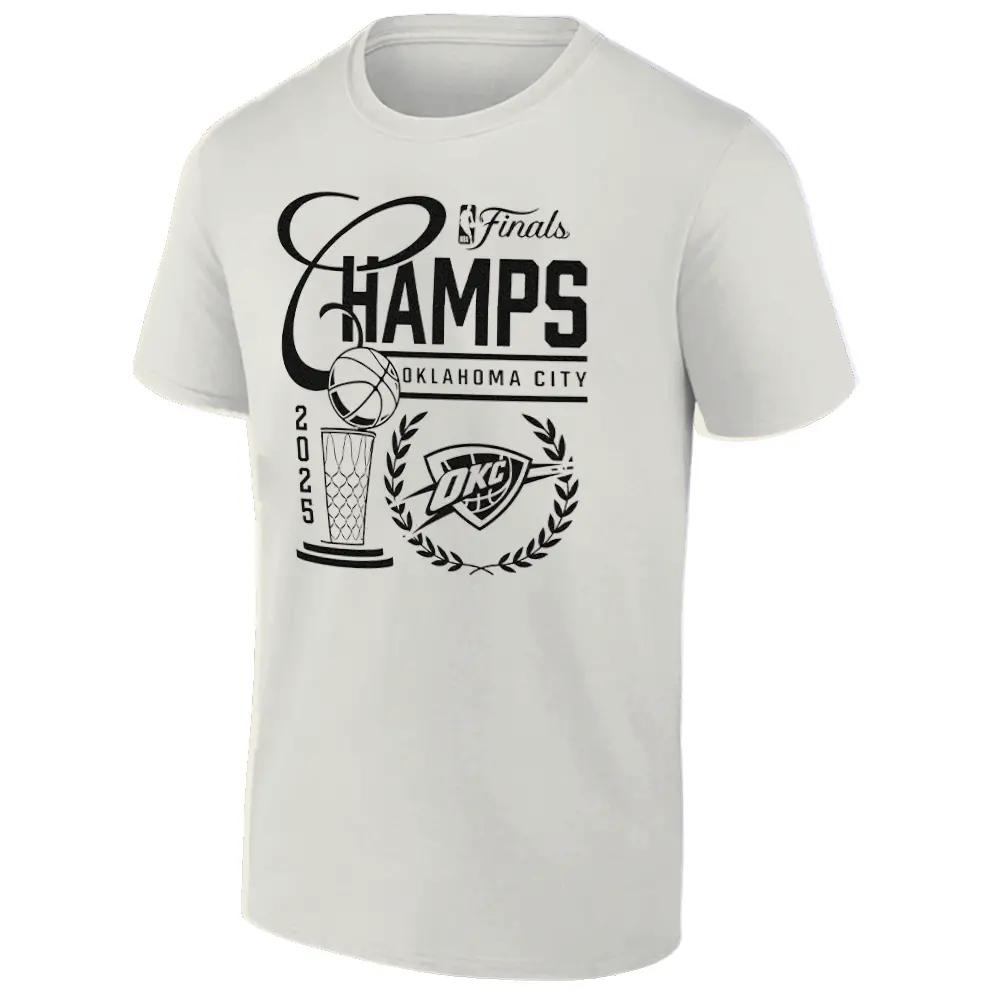 2025 NBA Finals Champions Metallic Logo T-Shirt Oklahoma City Thunder S 2025 NBA Finals Champions Metallic Logo T Shirt Oklahoma City Thunder S