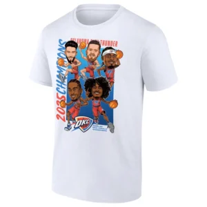 BIG AND TALL CARICATURE CHAMPIONS ROSTER SHIRT 2025 NBA Finals Champions Oklahoma City Thunder