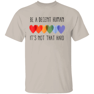 Be A Decent Human It's Not That Hard Shirt LGBT Retro Heart Pride Tee Equality & Kindness Message S