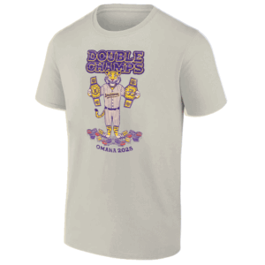 DOUBLE CHAMPS SHIRT 2025 NCAA Baseball Men's College World Series Champions LSU Tigers S