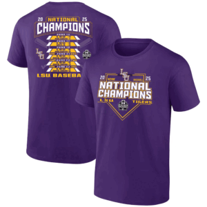 NATIONAL CHAMPIONS SCHEDULE & SCORES SHIRT 2025 NCAA Baseball Men's College World Series Champions LSU Tigers