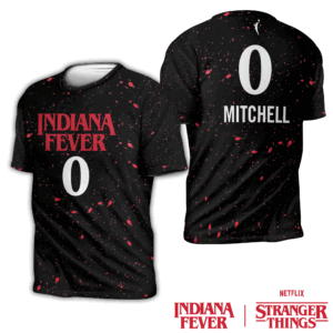 #0 KELSEY MITCHELL T SHIRT JERSEY Stranger Things x Indiana Fever Collaboration Tee – Basketball & Pop Culture Fusion