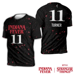 #11 BRIANNA TURNER T SHIRT JERSEY Stranger Things x Indiana Fever Collaboration Tee – Basketball & Pop Culture Fusion