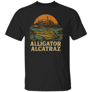 ALLIGATOR ALCATRAZ WATCHING THE WALL SHIRT Florida Swamp Parody Tee Political Satire Protest Apparel B