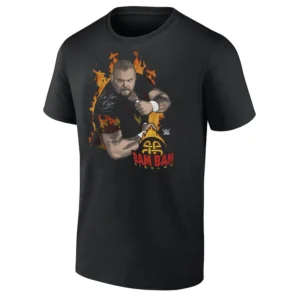 BAM BAM BIGELOW SHIRT Bam Bam Bigelow Flames Pose WWE Tee