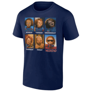 CHUCKY DAYS OF THE WEEK SHIRT Funny Horror Mood Tee Killer Doll Daily Expression T Shirt N