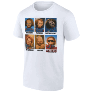 CHUCKY DAYS OF THE WEEK SHIRT Funny Horror Mood Tee Killer Doll Daily Expression T Shirt W