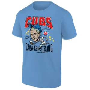 CROW ARMSTRONG CARICATURE SIGNATURE SHIRT Pete Crow Armstrong Cubs Tee Chicago Cubs Cartoon Style Player T Shirt LB