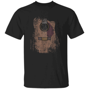 DISTRESSED ACOUSTIC GUITAR SHIRT Vintage Guitarist Tee Retro Rock & Roll Musician T Shirt B