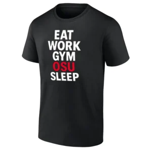 EAT WORK GYM OSU SLEEP SHIRT Ohio State Buckeyes Motivational Workout Tee