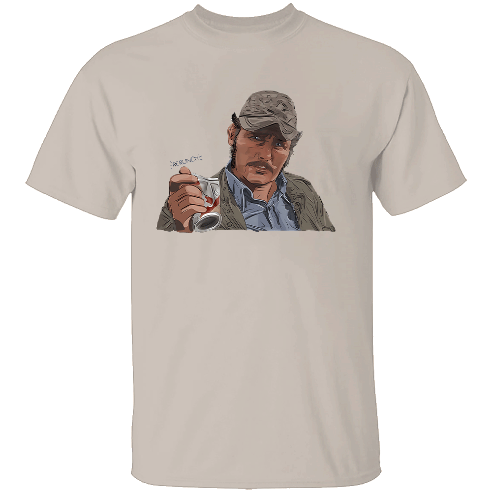 JAWS QUINT VS CAN MEME SHIRT Funny Captain Quint Drinking Meme Tee - Retro Shark Movie Parody T-Shirt S JAWS QUINT VS CAN MEME SHIRT Funny Captain Quint Drinking Meme Tee Retro Shark Movie Parody T Shirt S