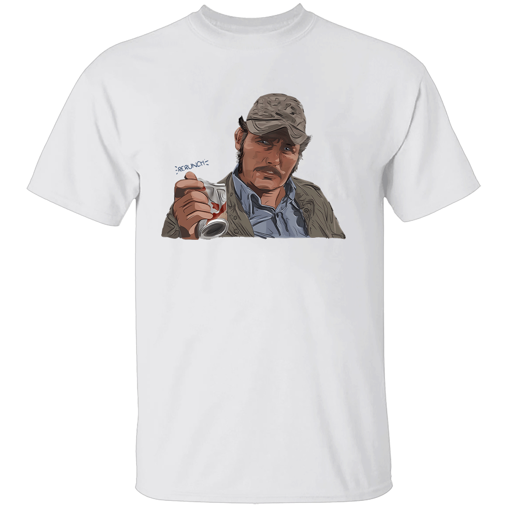 JAWS QUINT VS CAN MEME SHIRT Funny Captain Quint Drinking Meme Tee - Retro Shark Movie Parody T-Shirt W JAWS QUINT VS CAN MEME SHIRT Funny Captain Quint Drinking Meme Tee Retro Shark Movie Parody T Shirt W