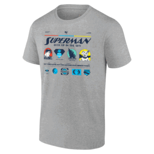 LOOK UP IN THE SKY RETRO ICONS T SHIRT Superman (2025) Movie Tee Vintage DC Comics Superman Symbol Shirt Classic Heroic Pose Graphic Tee G