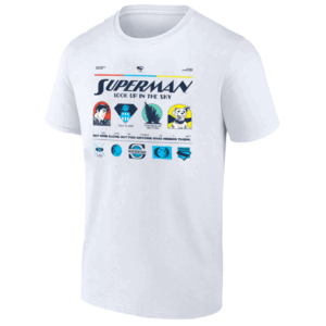 LOOK UP IN THE SKY RETRO ICONS T SHIRT Superman (2025) Movie Tee Vintage DC Comics Superman Symbol Shirt Classic Heroic Pose Graphic Tee W