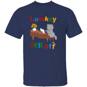 LOW KEY FELL OFF SHIRT Funny Cats Playing Piano Tee Vintage Meme Vibe N