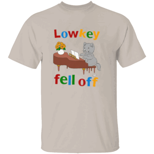 LOW KEY FELL OFF SHIRT Funny Cats Playing Piano Tee Vintage Meme Vibe S