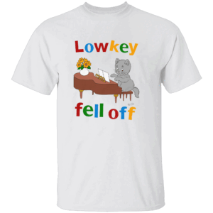 LOW KEY FELL OFF SHIRT Funny Cats Playing Piano Tee Vintage Meme Vibe W
