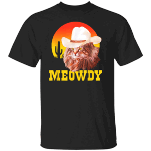 MEOWDY SHIRT Funny Country Cat Tee Cowboy Hat Kitty Vintage Western Style B