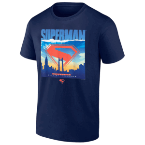 METROPOLIS CITY OF TOMORROW RIPPED POSTER T SHIRT Superman (2025) Movie Tee Distressed Metropolis Skyline Shirt DC Comics City of Hope Graphic N