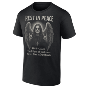 OZZY OSBOURNE REST IN PEACE SHIRT Memorial Tribute Tee with Angel Wings The Prince of Darkness 1948–2025
