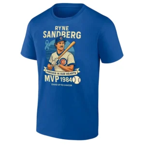 RYNE SANDBERG MVP 1984 MEMORIAL T SHIRT Chicago Cubs Legend Tribute – Forever in Our Hearts – Stand Up To Cancer Tee