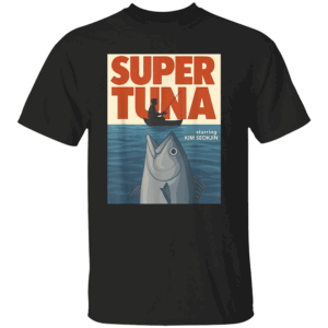SUPER TUNA SHIRT Jin Super Tuna 1975 Retro Fishing Tee Funny JAWS Poster Parody T Shirt K pop Meme Gift Shirt B