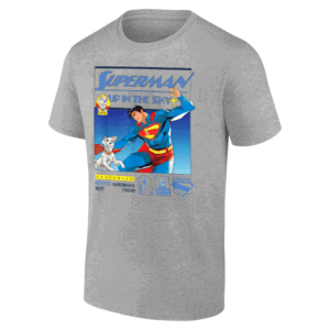 UP IN THE SKY FEATURING KRYPTO POSTER T SHIRT Superman (2025) Movie Tee DC Comics Superman & Krypto Shirt Man of Steel & Superdog Poster Art G